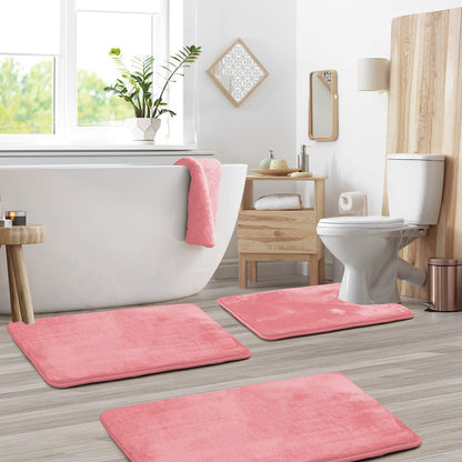 Badmattenset 3-delig met Anti-Slip Onderkant en U-Vormige Toiletmat