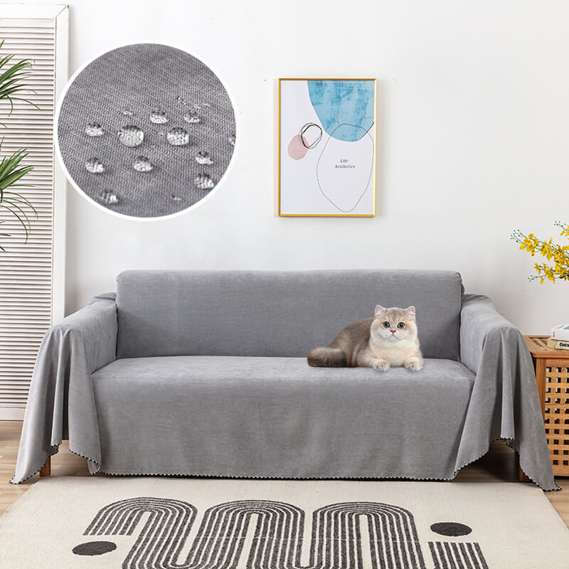 Bankhoes Antislip Beschermhoes voor Bank met Decoratieve Rand