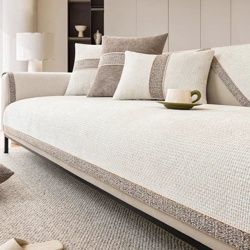 Bankhoes Antislip met Linnen Look voor Bank en Fauteuil
