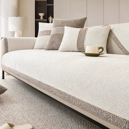 Bankhoes Antislip met Linnen Look voor Bank en Fauteuil