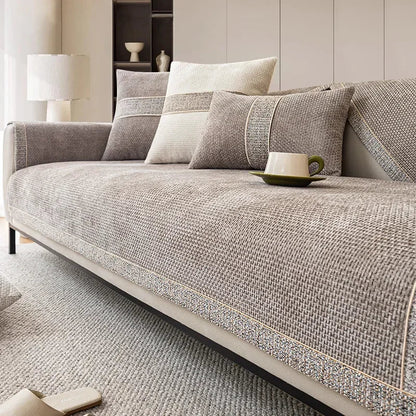 Bankhoes Antislip met Linnen Look voor Bank en Fauteuil