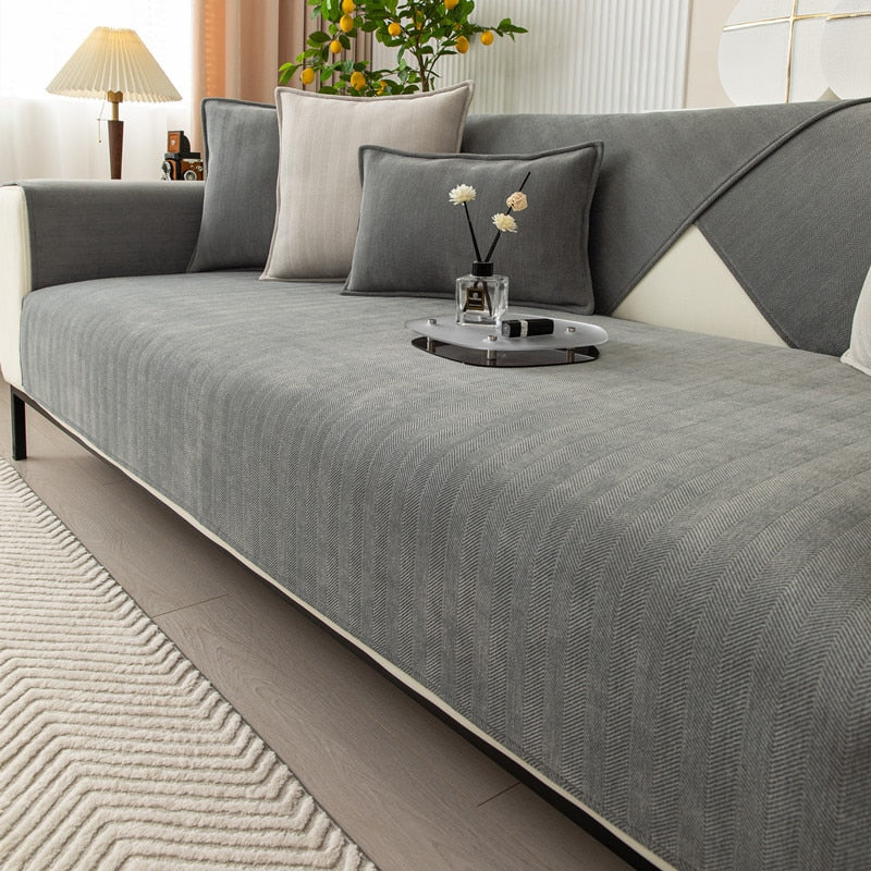 Bankhoes Antislip met Visgraatpatroon voor Tweezit en Driezit