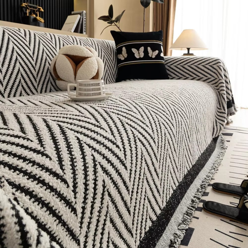 Bankhoes met Chevron Patroon en Franjes voor Bank en Loungestoel
