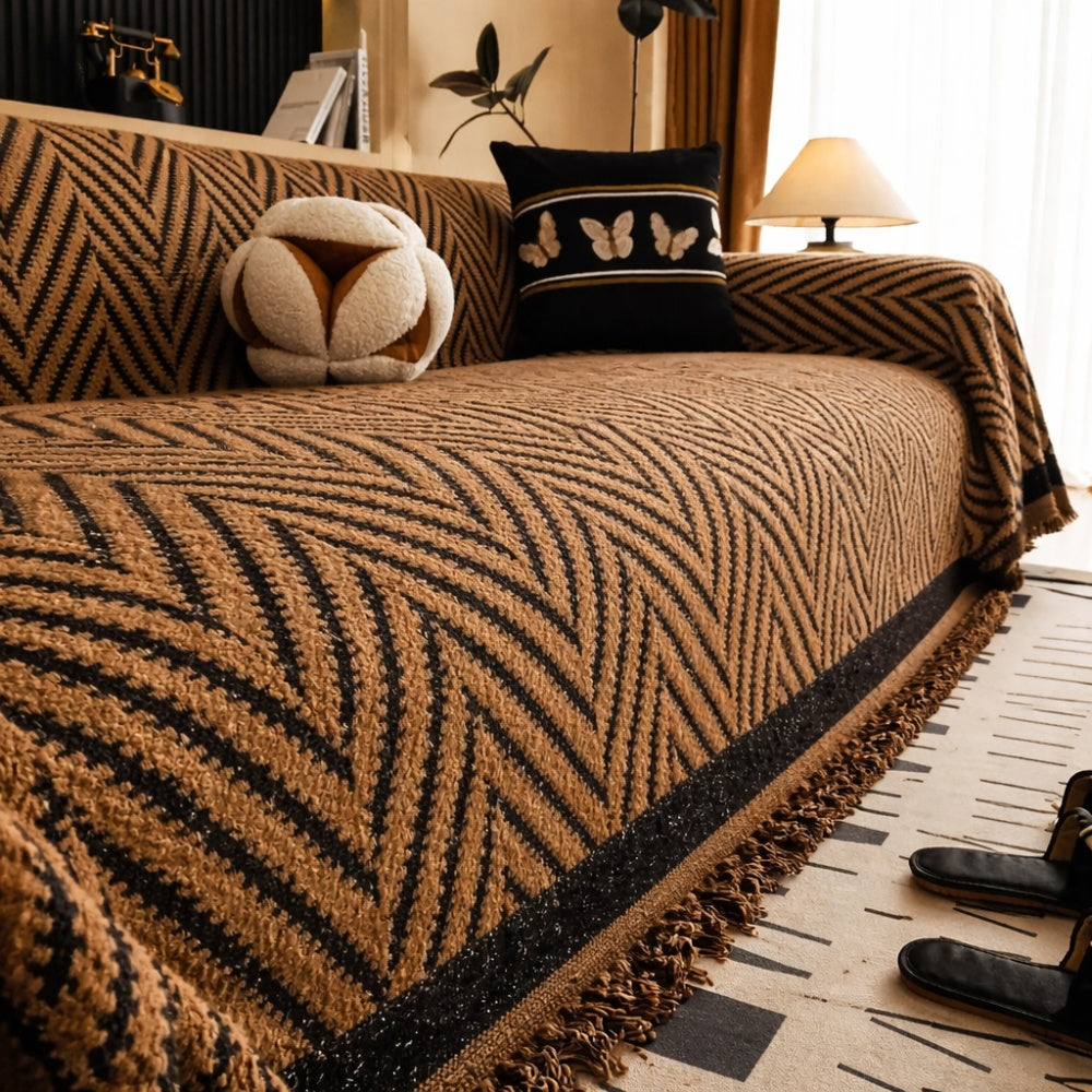 Bankhoes met Chevron Patroon en Franjes voor Bank en Loungestoel