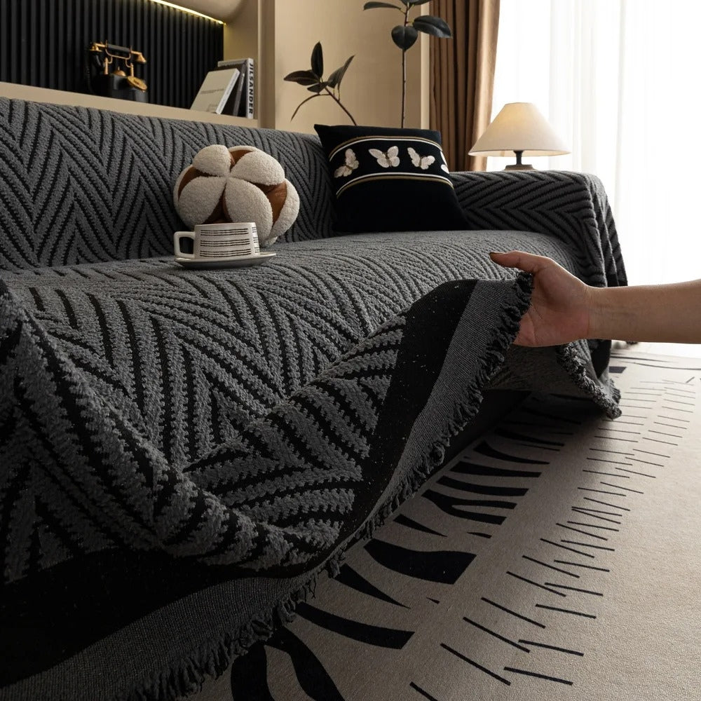 Bankhoes met Chevron Patroon en Franjes voor Bank en Loungestoel