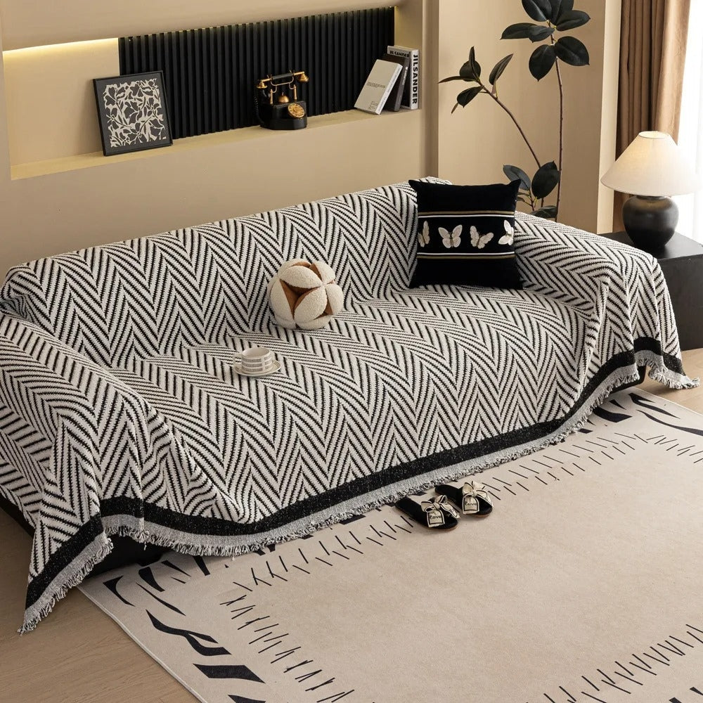 Bankhoes met Chevron Patroon en Franjes voor Bank en Loungestoel