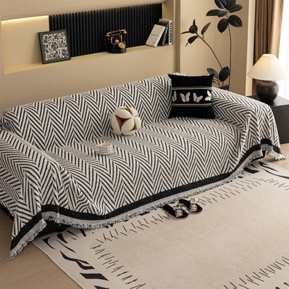 Bankhoes met Chevron Patroon en Franjes voor Bank en Loungestoel