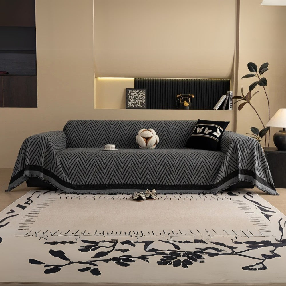Bankhoes met Chevron Patroon en Franjes voor Bank en Loungestoel