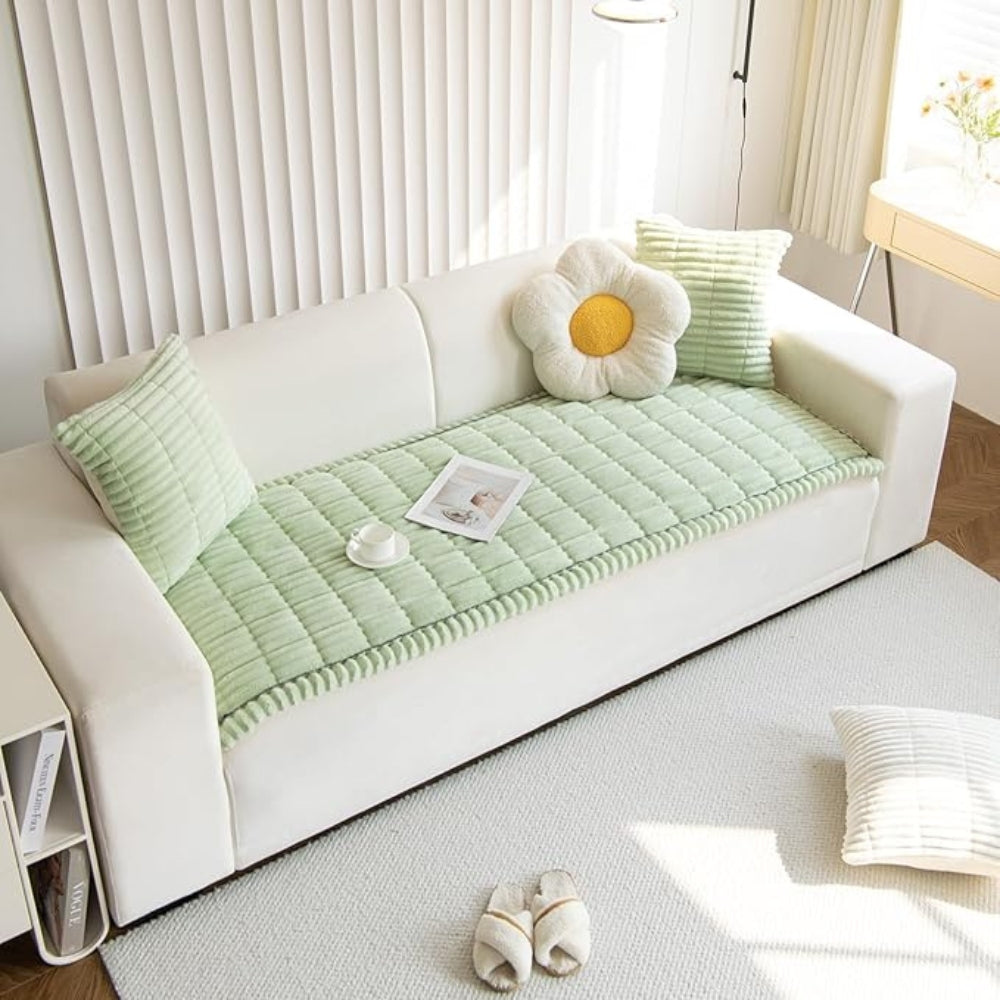 Bankhoes met Geplooide Rand en Anti-Slip Onderkant voor Sofa