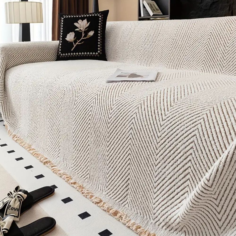 Bankhoes met Visgraatpatroon en Franjes voor Bank en Sofa