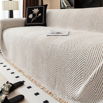 Bankhoes met Visgraatpatroon en Franjes voor Bank en Sofa
