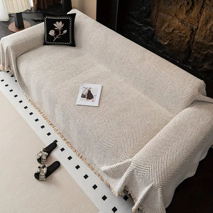 Bankhoes met Visgraatpatroon en Franjes voor Bank en Sofa