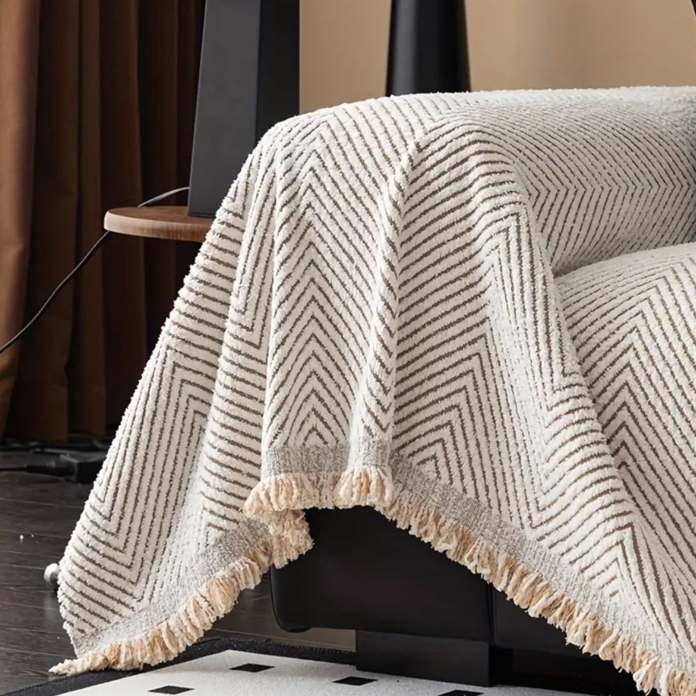 Bankhoes met Visgraatpatroon en Franjes voor Bank en Sofa