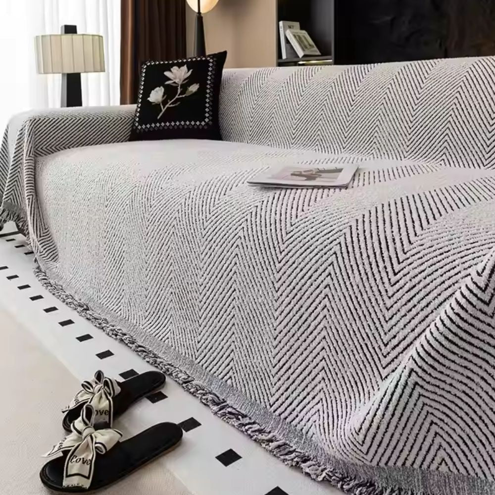 Bankhoes met Visgraatpatroon en Franjes voor Bank en Sofa