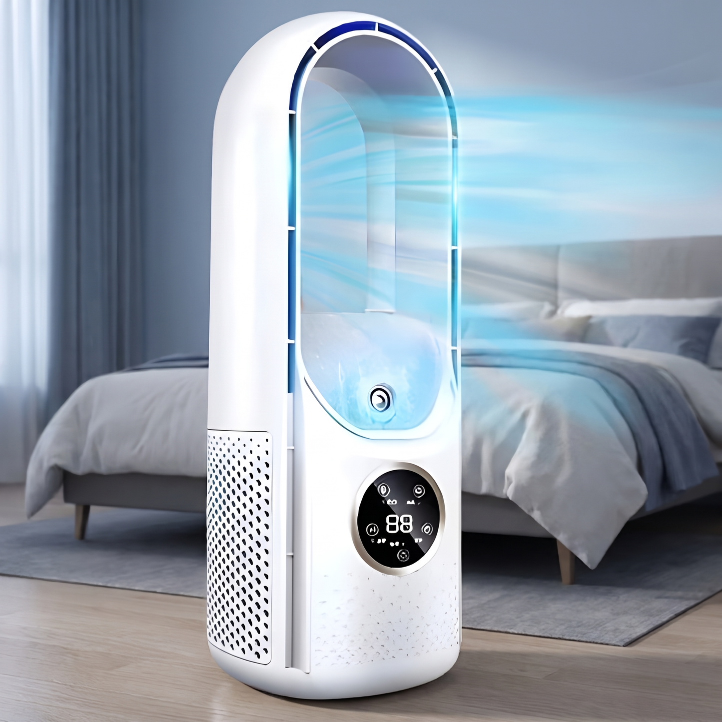 Bladeless Ventilator met Mistfunctie, Nachtlamp en 24-uurs Timer