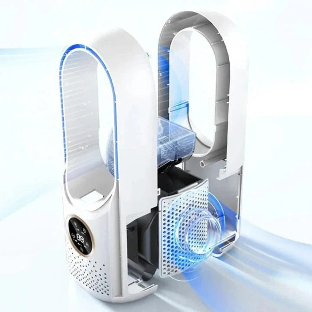 Bladeless Ventilator met Mistfunctie, Nachtlamp en 24-uurs Timer