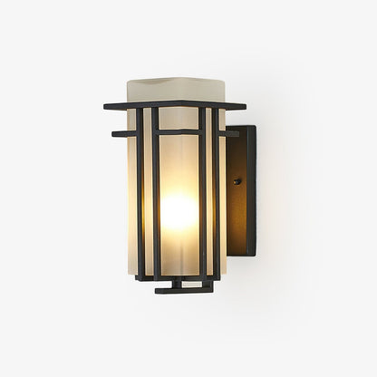 Buitenlamp Modern met Frosted Glas Kap en Metalen Rasterframe voor Muur