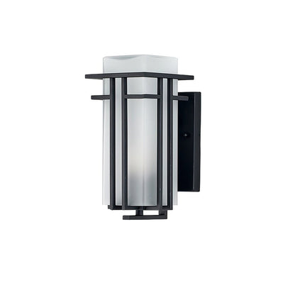 Buitenlamp Modern met Frosted Glas Kap en Metalen Rasterframe voor Muur