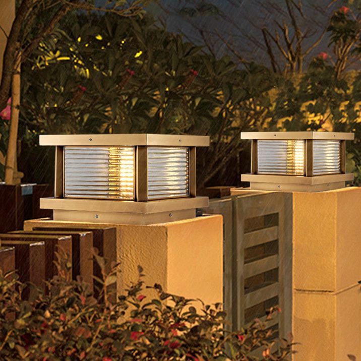 Buitenlamp Pilaar Klassiek met Geribbeld Glas en E27 Fitting voor Tuin en Oprit