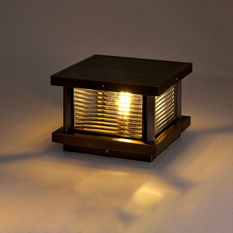 Buitenlamp Pilaar Klassiek met Geribbeld Glas en E27 Fitting voor Tuin en Oprit