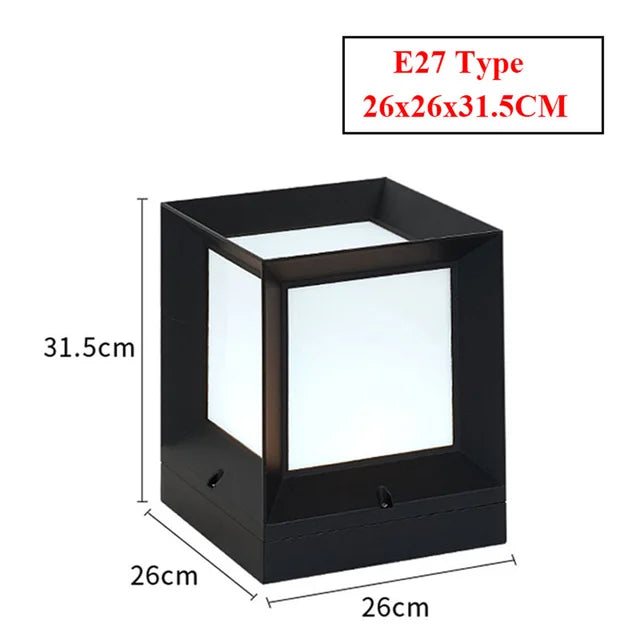 Buitenlamp Sokkel Minimalistisch met Kubusvorm en E27 Fitting