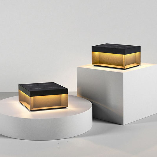 Buitenlamp Solar Zuilkop Minimalist met Warm LED Licht voor Paal en Oprit