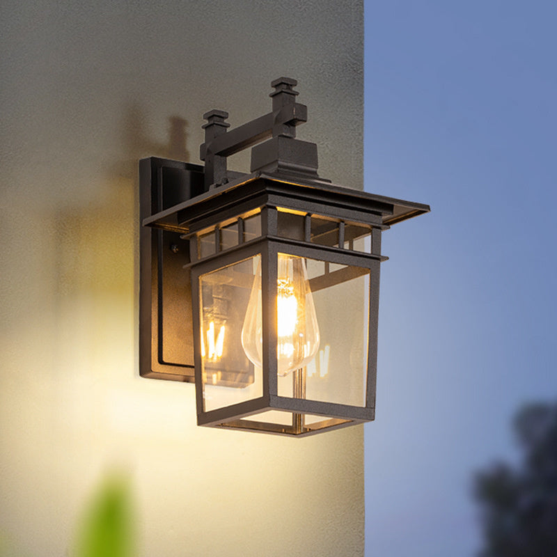 Buitenlamp Wandlamp Lantaarn Vintage met Helder Glas en E27 Fitting
