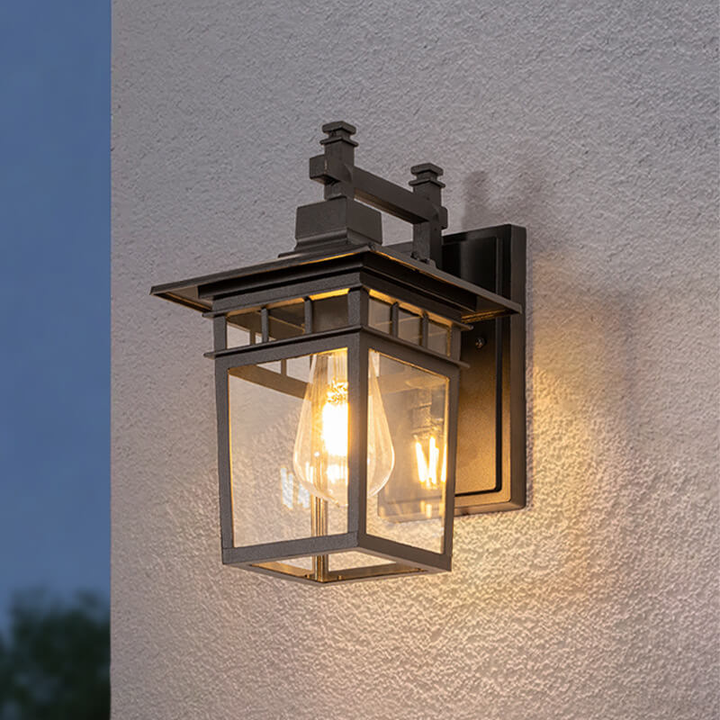 Buitenlamp Wandlamp Lantaarn Vintage met Helder Glas en E27 Fitting