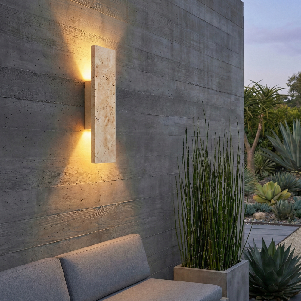 Buitenlamp Wandlamp Modern met Natuursteen Look en Geïntegreerde LED Dimbaar
