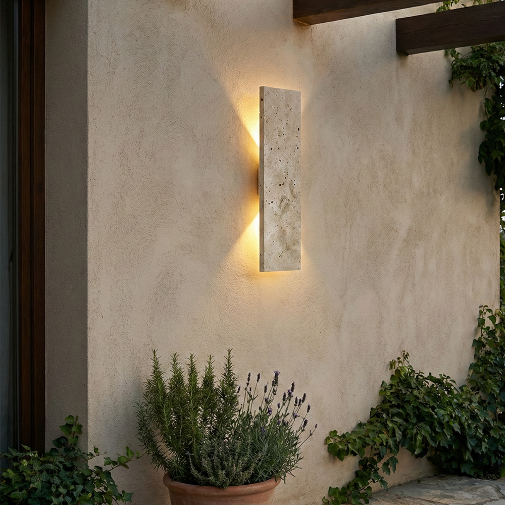 Buitenlamp Wandlamp Modern met Natuursteen Look en Geïntegreerde LED Dimbaar