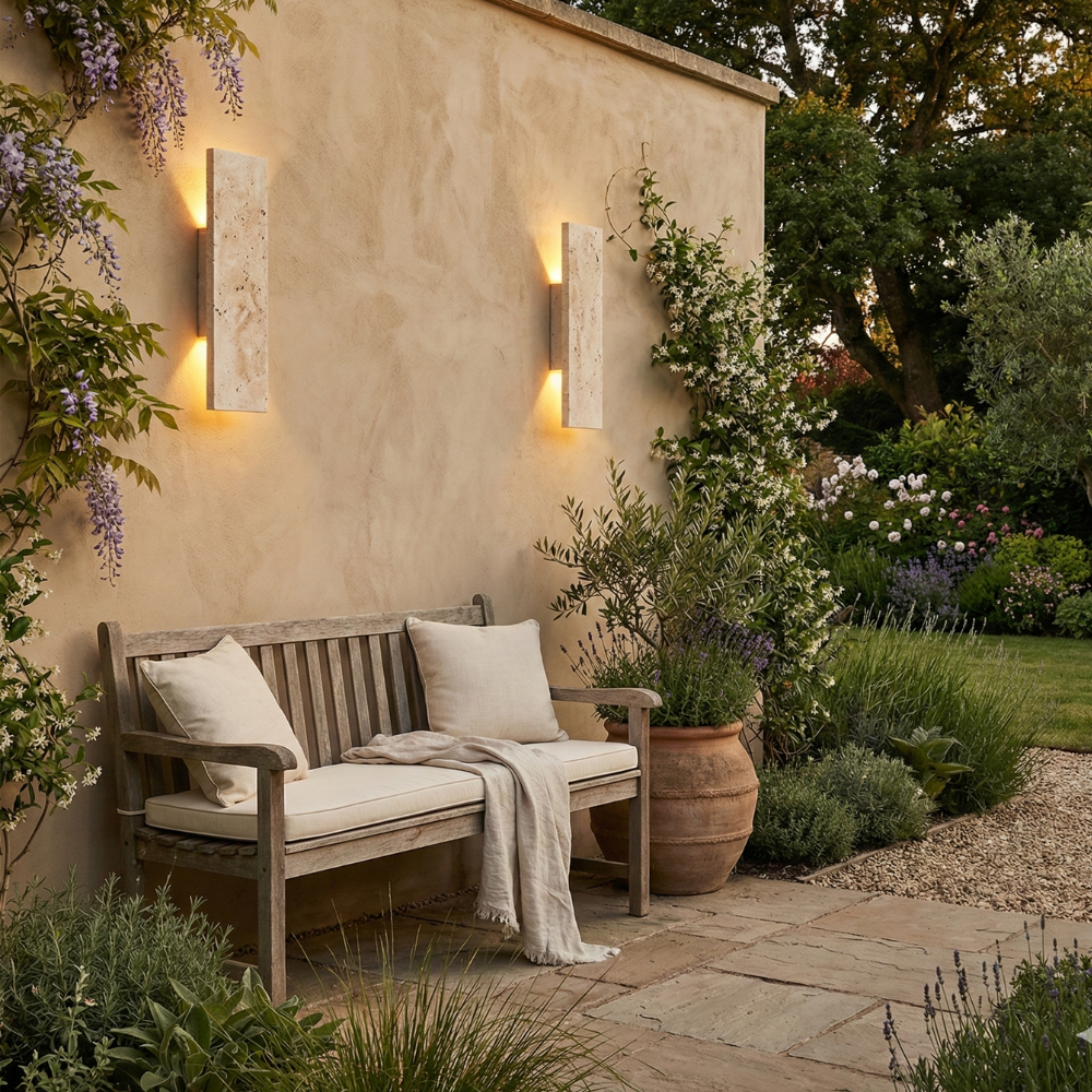 Buitenlamp Wandlamp Modern met Natuursteen Look en Geïntegreerde LED Dimbaar