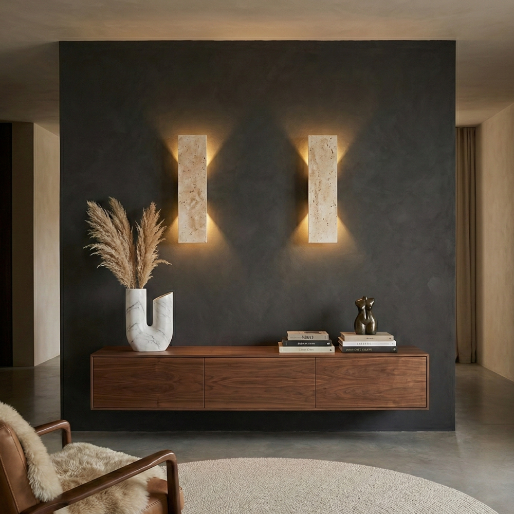 Buitenlamp Wandlamp Modern met Natuursteen Look en Geïntegreerde LED Dimbaar