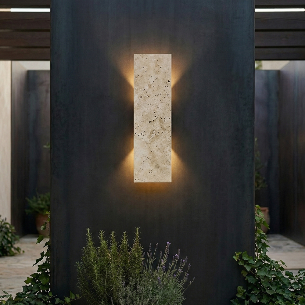 Buitenlamp Wandlamp Modern met Natuursteen Look en Geïntegreerde LED Dimbaar