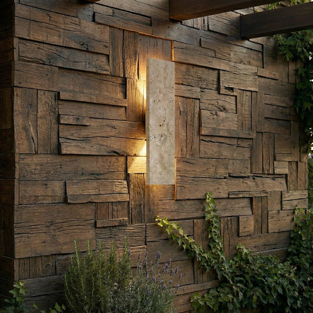 Buitenlamp Wandlamp Modern met Natuursteen Look en Geïntegreerde LED Dimbaar