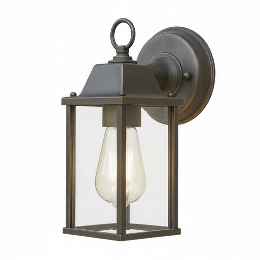 Buitenlamp Wandlamp Retro Lantaarn met Heldere Glaspanelen en E27 Fitting