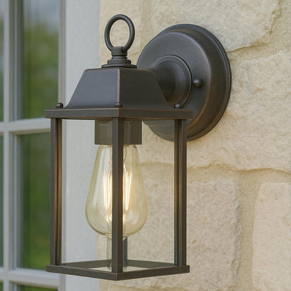 Buitenlamp Wandlamp Retro Lantaarn met Heldere Glaspanelen en E27 Fitting