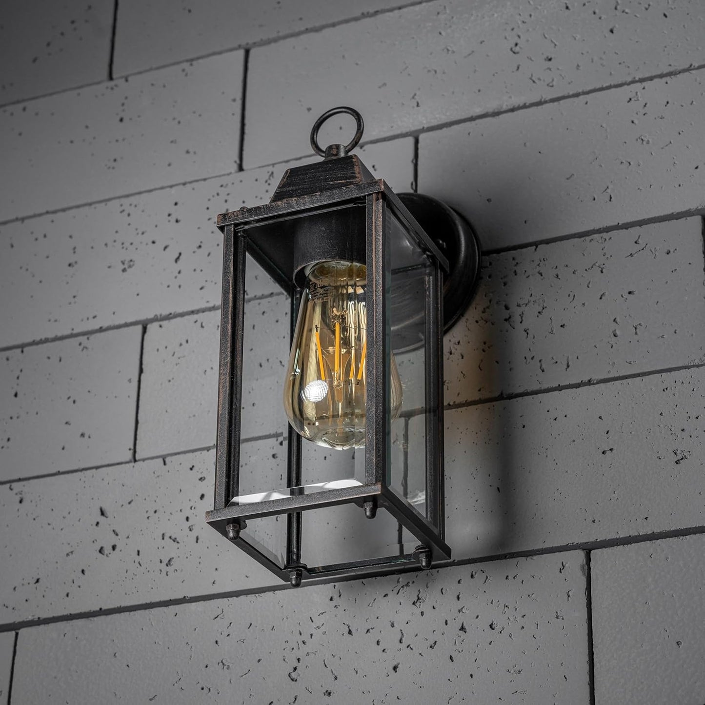 Buitenlamp Wandlamp Retro Lantaarn met Heldere Glaspanelen en E27 Fitting