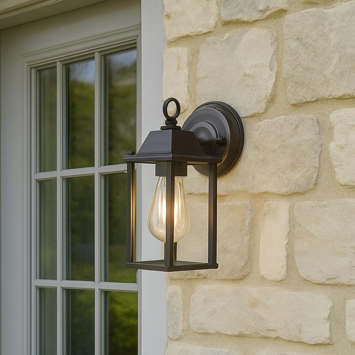 Buitenlamp Wandlamp Retro Lantaarn met Heldere Glaspanelen en E27 Fitting