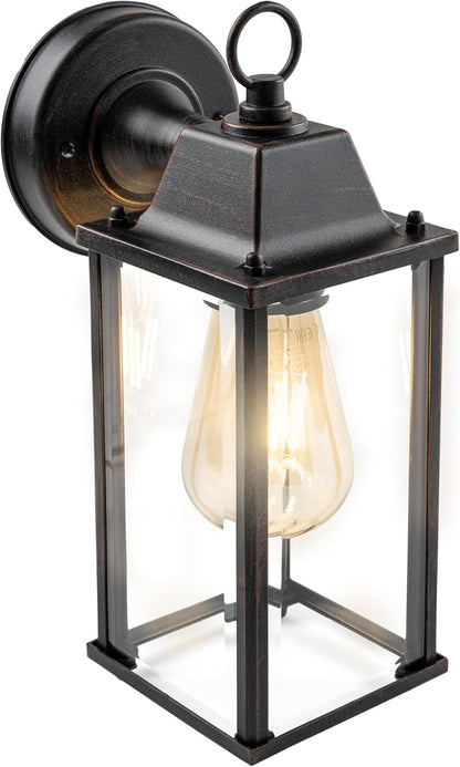 Buitenlamp Wandlamp Retro Lantaarn met Heldere Glaspanelen en E27 Fitting