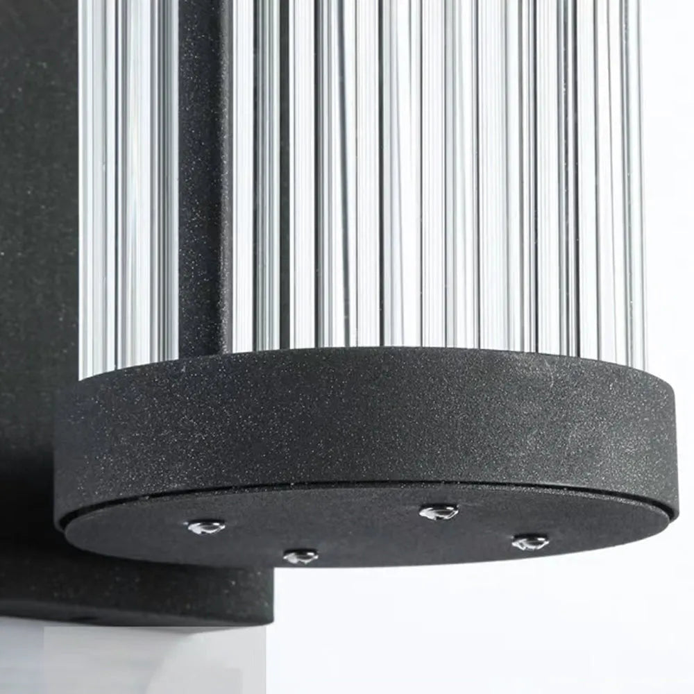 Buitenwandlamp Modern met Geribbelde Glazen Buis en IP65 voor Tuin en Terras