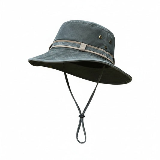 Dames Bucket Hat met Brede Rand en Verstelbare Kinband