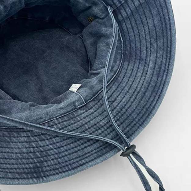 Dames Bucket Hat met Brede Rand en Verstelbare Kinband
