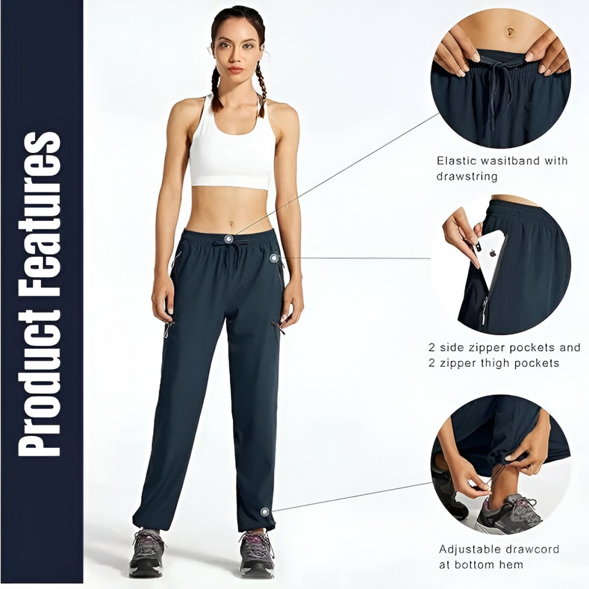 Dames Outdoor Broek met Elastische Taille en Rits Zakken