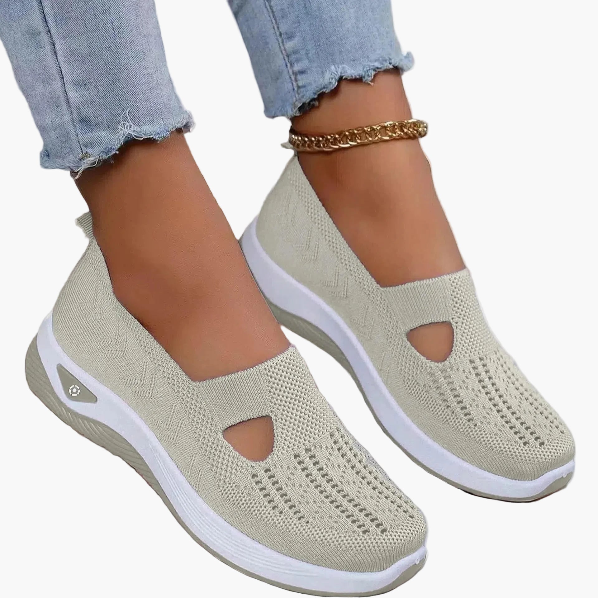 Dames Slip-On Sneakers met Uitsparing en Plateauzool