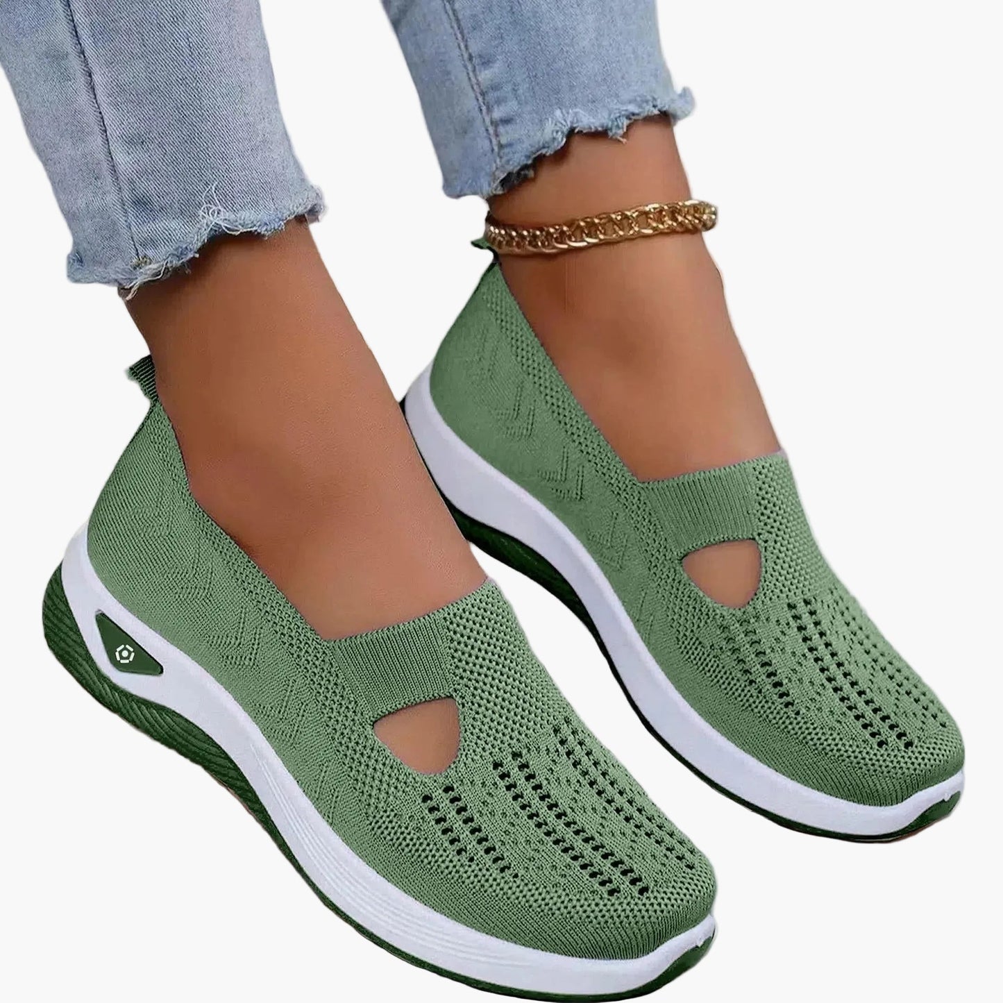 Dames Slip-On Sneakers met Uitsparing en Plateauzool