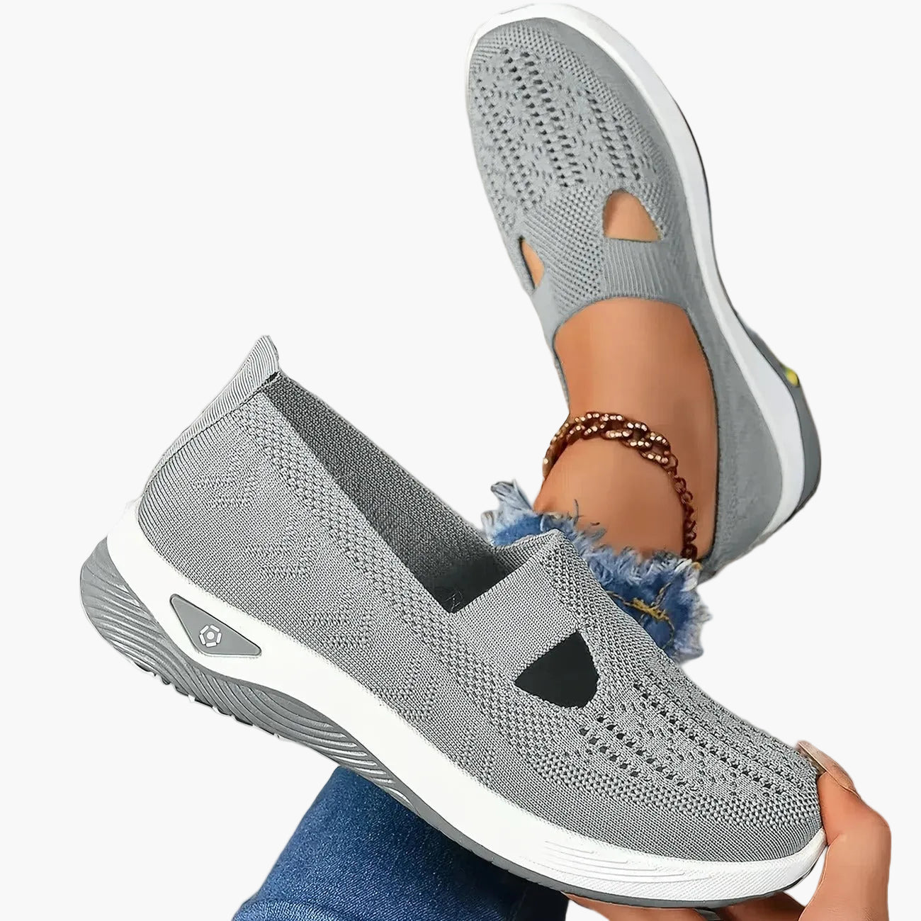 Dames Slip-On Sneakers met Uitsparing en Plateauzool