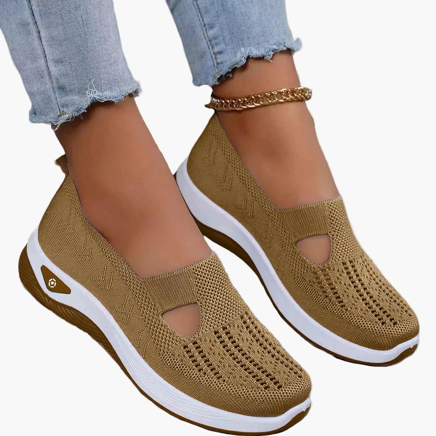 Dames Slip-On Sneakers met Uitsparing en Plateauzool