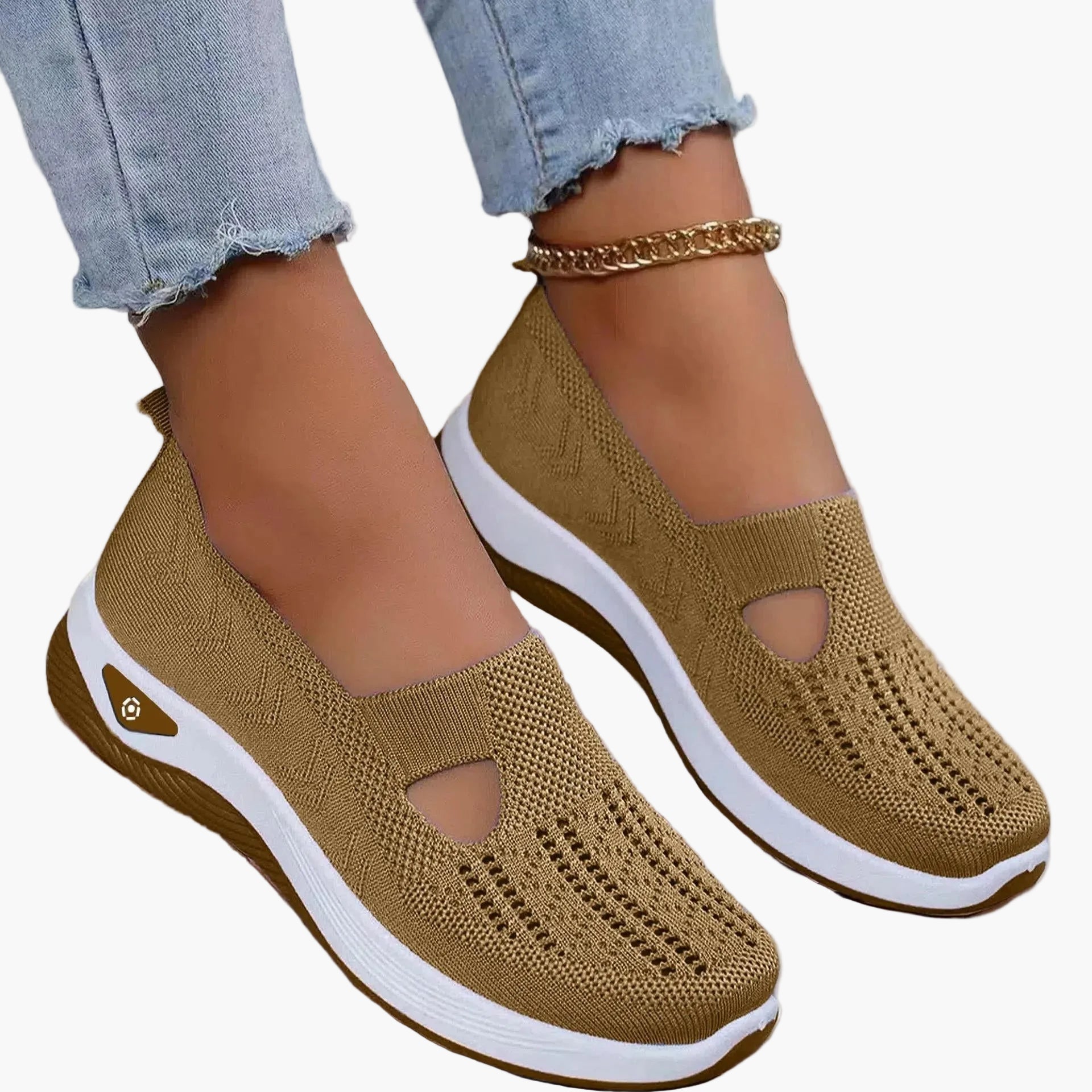 Dames Slip-On Sneakers met Uitsparing en Plateauzool