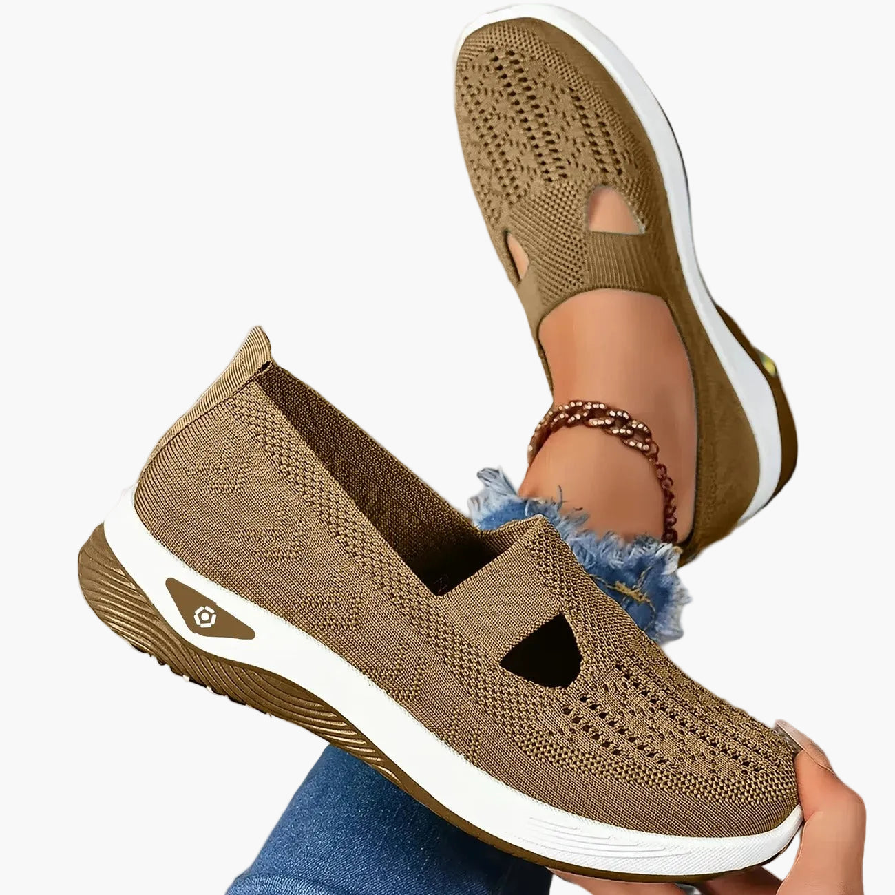 Dames Slip-On Sneakers met Uitsparing en Plateauzool