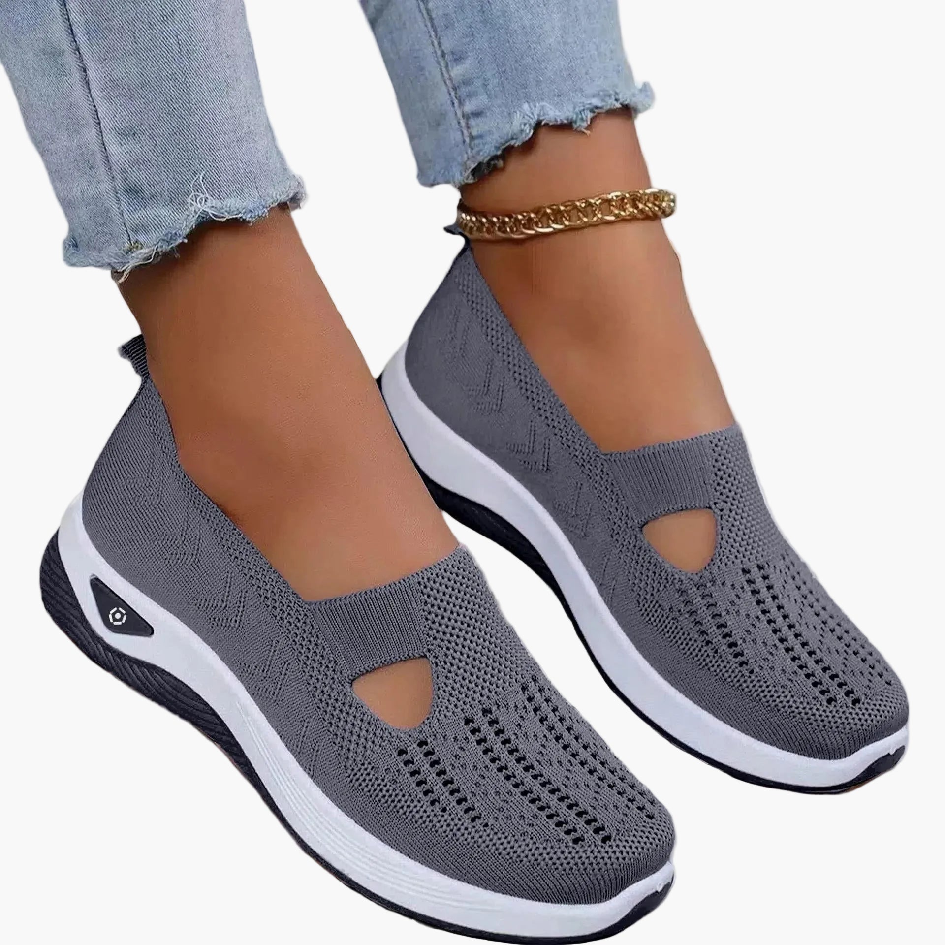 Dames Slip-On Sneakers met Uitsparing en Plateauzool
